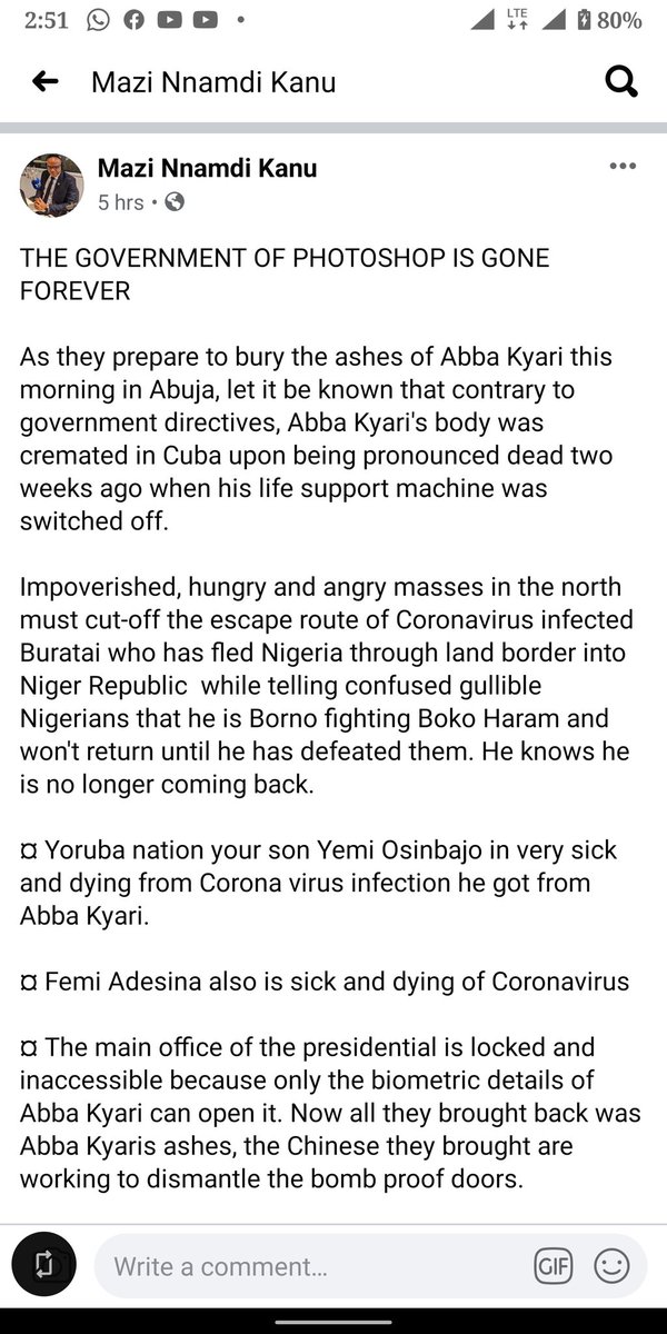 ogundamisi's tweet photo. The Mazi has spoken🤣🤣🤣

"President of Biafra" is so obsessed with Nigeria's internal affairs. https://t.co/sljI9zgPoe