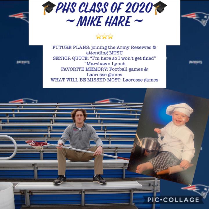 PHSTEAM2020's tweet photo. PHS Senior Spotlight! Mike Hare https://t.co/Ptf720ZNqA