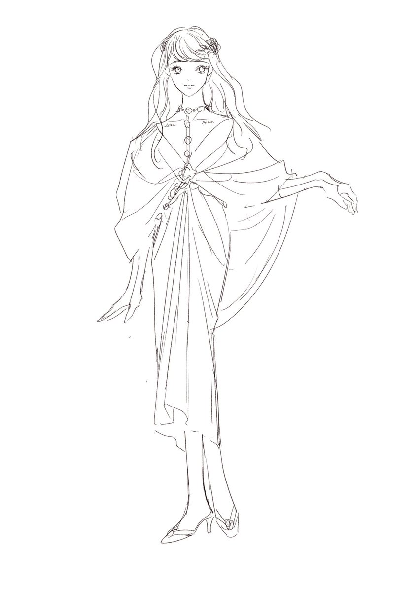 This is the first version actually, I also love this design. But I'm not sure about the dress and how to paint a fabric... 