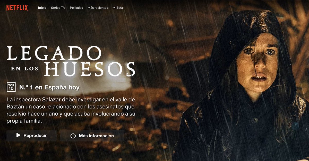 N.º 1 en <a href="/NetflixES/">Netflix España</a> hoy. GRACIAS 🖤 Si todavía no la has visto, no puedes perdértela... ⏳