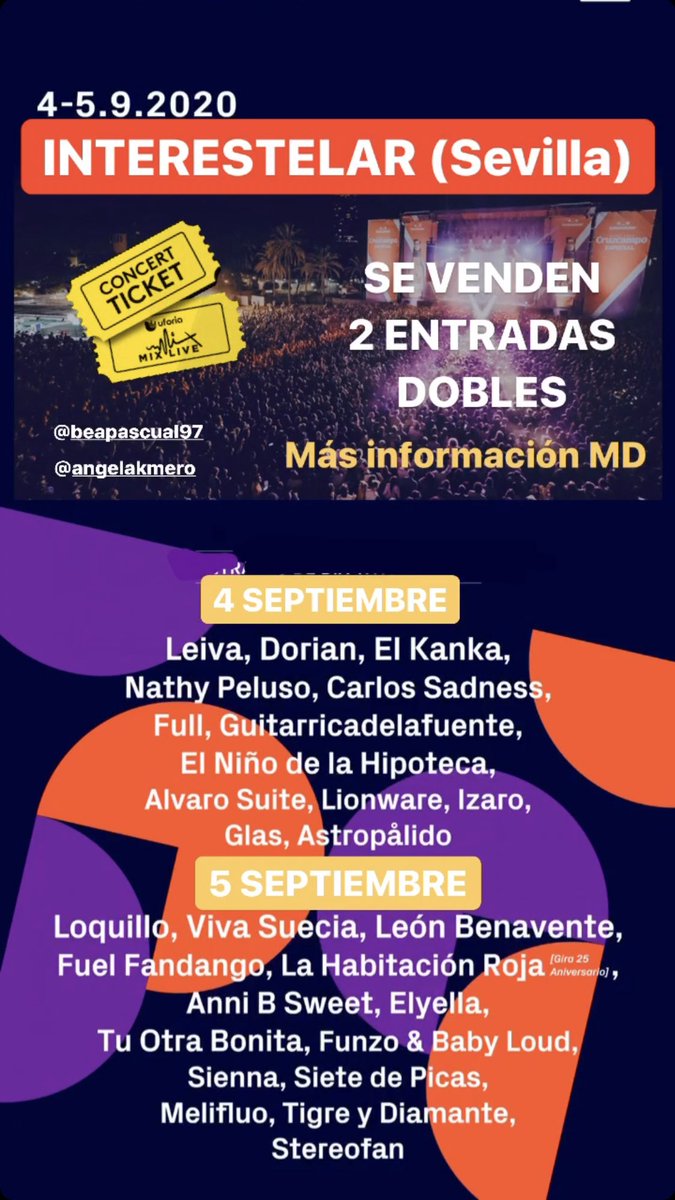 AngelaKmero's tweet photo. Se venden 2 entradas para #interestelar2020, cambio de nombre gratuito. https://t.co/bfMWpEjwMT