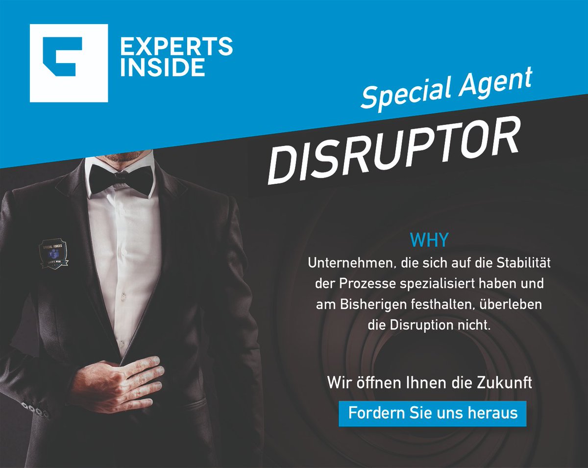 tomczakartur's tweet photo. Wir gestalten eine disruptive, innovative Haltung - Special Agent #Disruptor . Mehr Infos hier: https://t.co/9HevaQtcBq
@ExpertsInside
#kulturwandel #neuearbeitsweise #expertslife #specialforces #specialagent https://t.co/B4w432ncUc