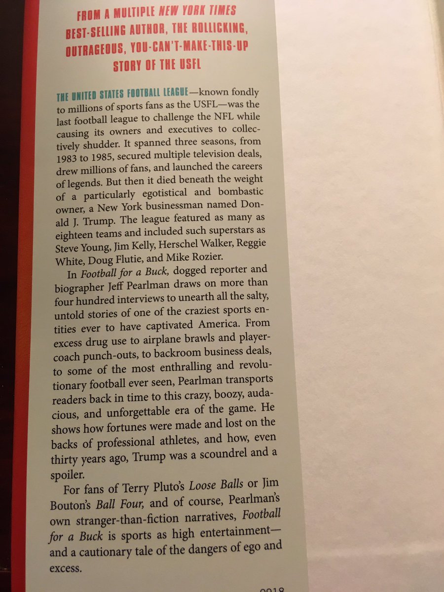 Suggestion for April 18 ... Football For A Buck: The Crazy Rise and Crazier Demise of the USFL (2018) by Jeff Pearlman.