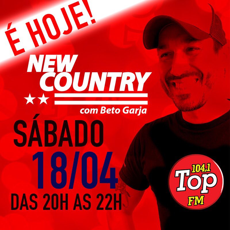 TopFMsp's tweet photo. E HOJE TEM NOVIDADE NA PROGRAMAÇÃO!!! ESTREIA DO PROGRAMA NEW COUNTRY COM BETO GARJA (@garja)🤠❤️🔝
🗓Todos os Sábados 
⏰20 Horas https://t.co/gr3szcuM84
