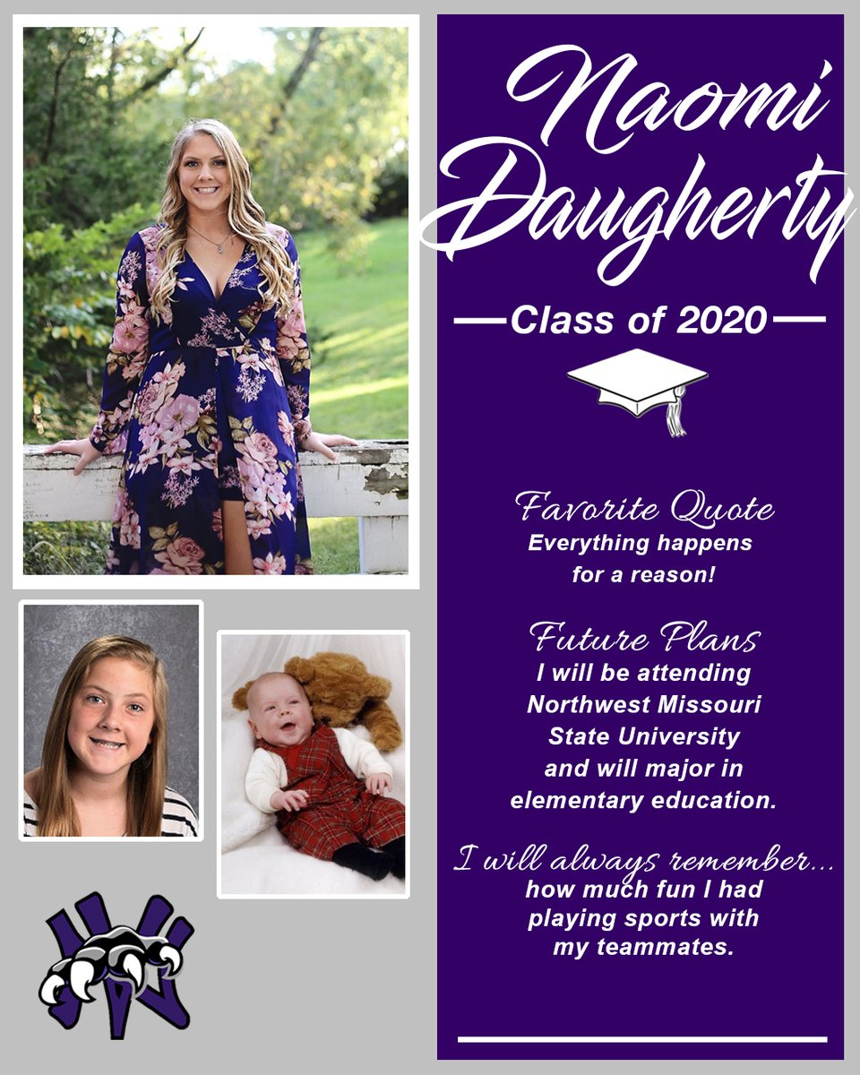 It's a senior Saturday and time to recognize three more #NodawayValley #Classof2020 members—Alyssa Davis, Mallory Kuhns and Naomi Daugherty! Congratulations! 🎓💜