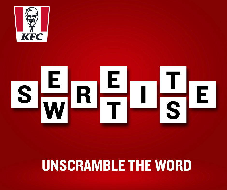 KFC_Ghana's tweet photo. Let's play a game!
πUnscramble the word below π#KFCUTW https://t.co/3O4ya8EuKx