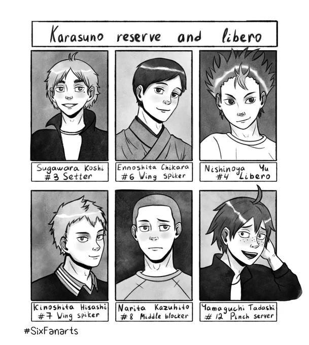 Karasuno reserve and libero #SixFanarts #SixFanartsChallenge #hq #Haikyuu 