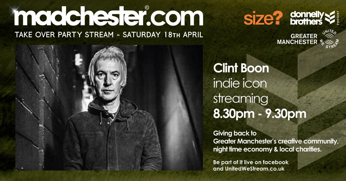 therealboon's tweet photo. Don’t wait until tonight’s @StreamGm is live to donate, here’s the link, throw some loose change in there now https://t.co/JaRwZy5Nls. I’m playing an hour of  @realmadchester MCR classics at 8.30. @pauloakenfold headlines at 11pm live from LA! Cool as xxx #UnitedWeStreamGm https://t.co/LFOAYrgJUa