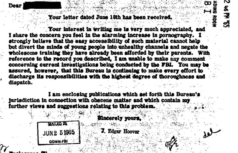 And yet, even THAT didn't stop the FBI's investigation from dragging well into the next year. In June 1965, FBI Director J. Edgar Hoover responded to a concerned mother's letter by personally reassuring her the investigation was still ongoing!