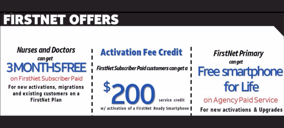 All nurses and doctors are eligible for 3 free months of service through FIRSTNET!!!!!! we seriously are beyond thankful for all that you have done and this is our way to show you how thankful we are. Please come on down to your local AT&amp;T at 590 chestnut commons dr Elyria 44035