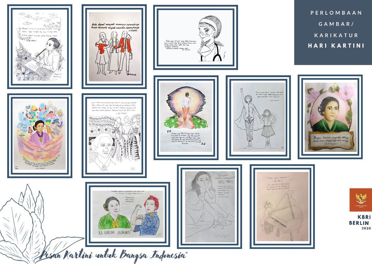 indonesiainber's tweet photo. Yuk lihat hasil Karya Lomba Gambar/Karikatur Hari Kartini 2020 yang diterima oleh KBRI Berlin. 🇮🇩
Lalu bantu kami tentukan pemenangnya 🏆 lewat like dan comment kalian pada akun Instagram kami : kbri_berlin 
🗣hingga 20.04.2020, 18 CET
Danke 🙏🏼 

#inidiplomasi
#harikartini https://t.co/WNhOqQa1Ay