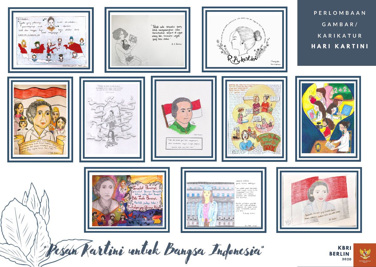 indonesiainber's tweet photo. Yuk lihat hasil Karya Lomba Gambar/Karikatur Hari Kartini 2020 yang diterima oleh KBRI Berlin. 🇮🇩
Lalu bantu kami tentukan pemenangnya 🏆 lewat like dan comment kalian pada akun Instagram kami : kbri_berlin 
🗣hingga 20.04.2020, 18 CET
Danke 🙏🏼 

#inidiplomasi
#harikartini https://t.co/WNhOqQa1Ay