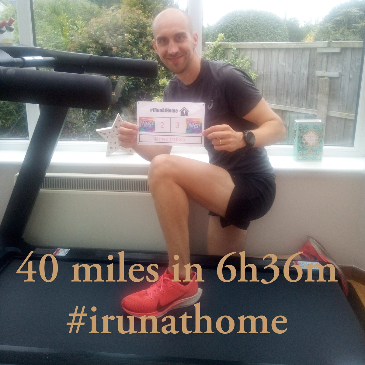 IRunAtHome1's tweet photo. Michael Young 'I'm done for the day, 40 miles 🥵
Great cause, and well done to everyone whose taken part or supported!' #irunathome - still time to join us and donate - https://t.co/CdBSaTGBnS https://t.co/l9Glmp3yzB