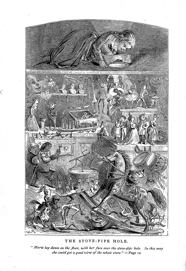 1870年のアメリカの子ども向け物語の本から。
挿絵の情報量と方向性の良さ。 