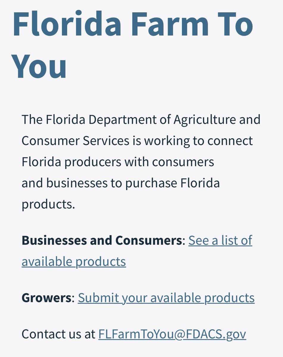 CBoomerVazquez's tweet photo. In this story👉: https://t.co/gdwvzp2aNC you will see this 👇 link to the @NikkiFriedFL #KeepFloridaGrowing intiative to find a #farmer near you! https://t.co/RS1snwPJRr On the page click “search for available products.” #FarmToTable #InThisTogether #FloridaProduce 2/2 https://t.co/n8Yp9nHKYf