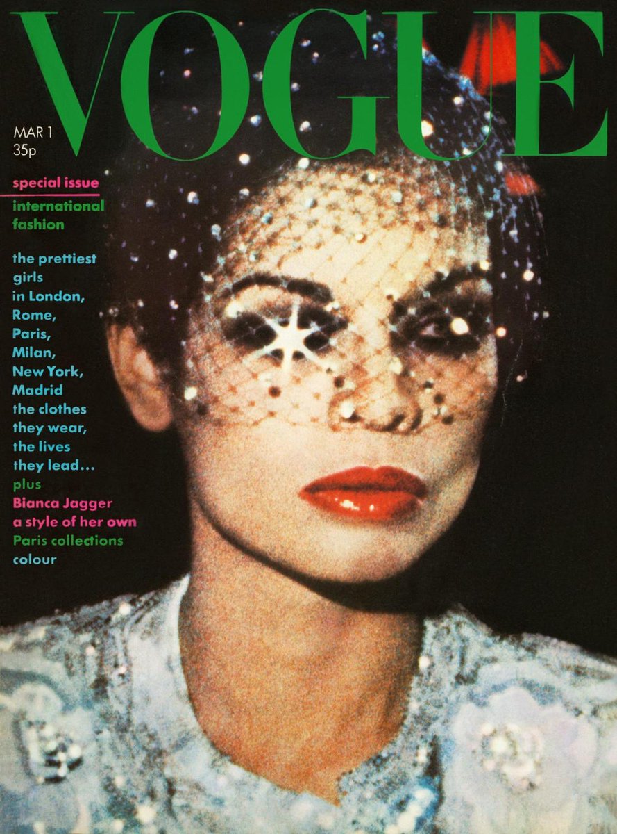 "Bianca Jagger was the queen of the 1970s, and I love how it makes you think: what is she doing, where is she going? This is such an emotionally intelligent as well as visually intelligent cover.” See <a href="/Edward_Enninful/">Edward Enninful OBE</a>'s top 10 #BritishVogue covers: bit.ly/2QJAqAD