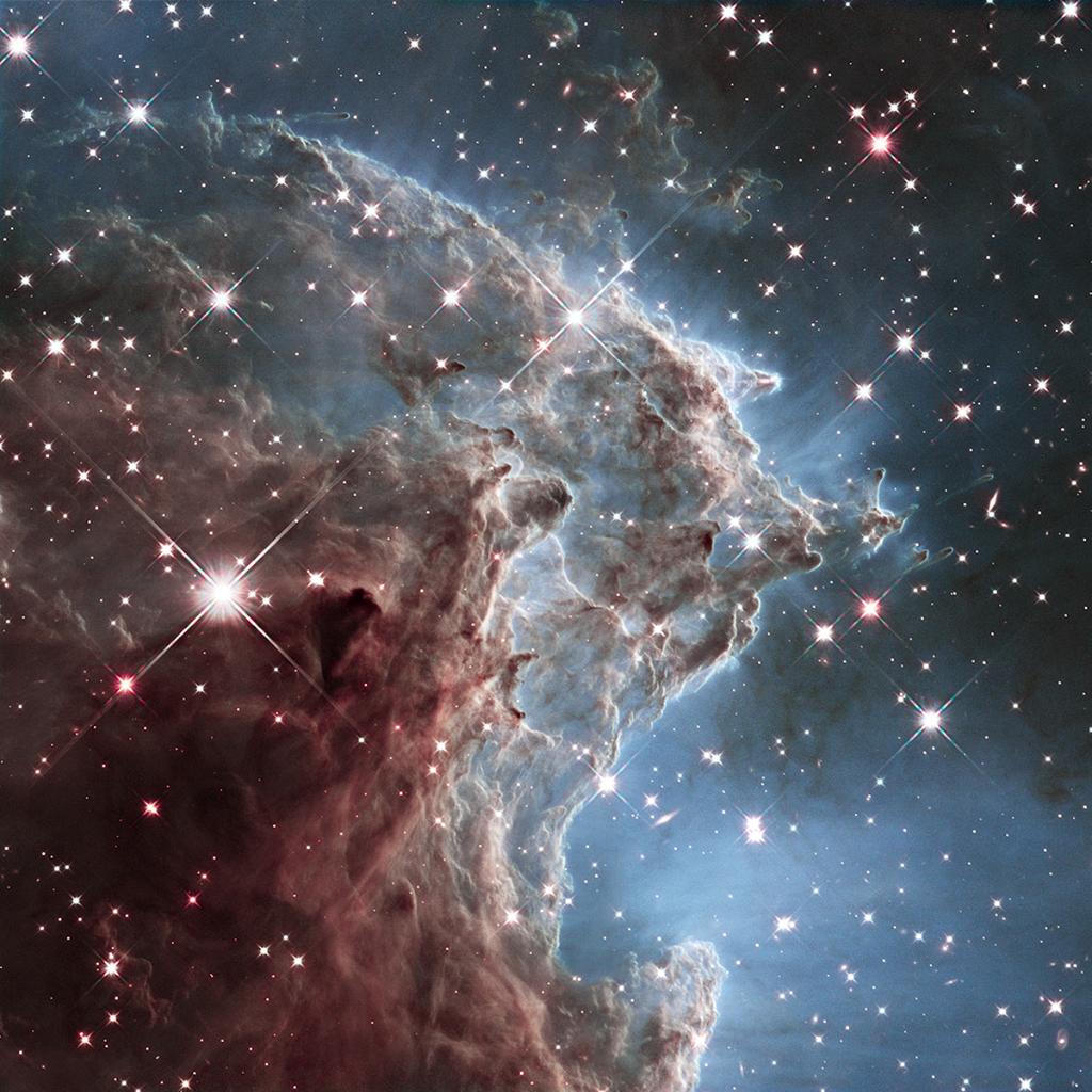 NASAHubble's tweet photo. #Hubble30 In 2014 Hubble imaged this small part of the Monkey Head Nebula. Ultraviolet light from massive, young stars near the center of the nebula helps carve the nebula's dust into giant pillars: https://t.co/SO4bzuLqi8 https://t.co/hxgTqzmxJ0