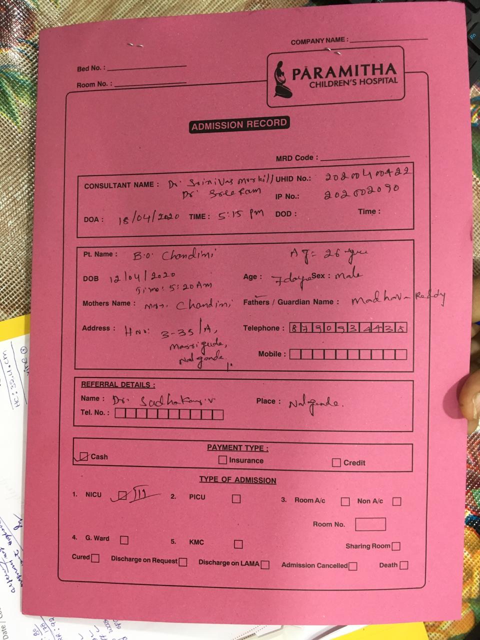 Sairam Gogikar On Twitter Ktrtrs Hi Ram Anna My Friend S Son 7 Days Baby Boy Is Suffering From Heart Problem In Icu Paramitha Children S Hospital Green Hills Colony Kothapet They