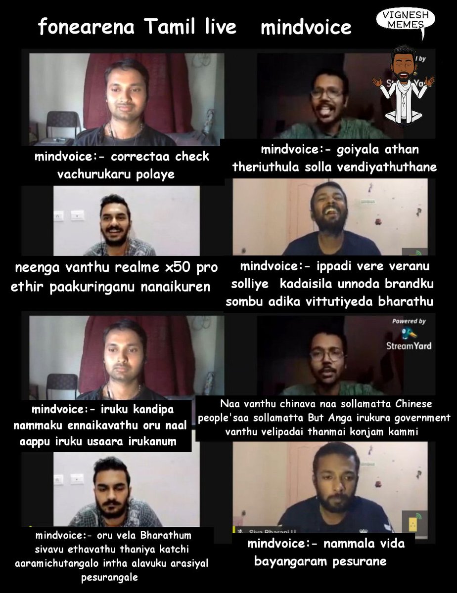 Vignesh10349215's tweet photo. #fonearena Tamil live April 18 2020 mindvoice memes 😁😁
#fonearena இவை அனைத்தும் கற்பனையே 😅😅
Episode link:- https://t.co/1XrVXwaxVc
Special thanks to:- @FoneArenaTamil https://t.co/ihigZ0sCEd