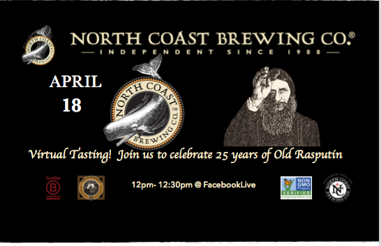 NoCoastBrewCo's tweet photo. Today@Noon (PDT) - Virtual Toast for the 25th Anniversary of Old Rasputin first brewing in a Facebook Live Virtual Toast: https://t.co/NF7fa47HgF
#oldrasputin #25yearsofoldrasputin #ncbcinside #stayinside #northcoastbrewing #northcoastbrewingco #bethere #russianimperialstout https://t.co/v62WcYMi59