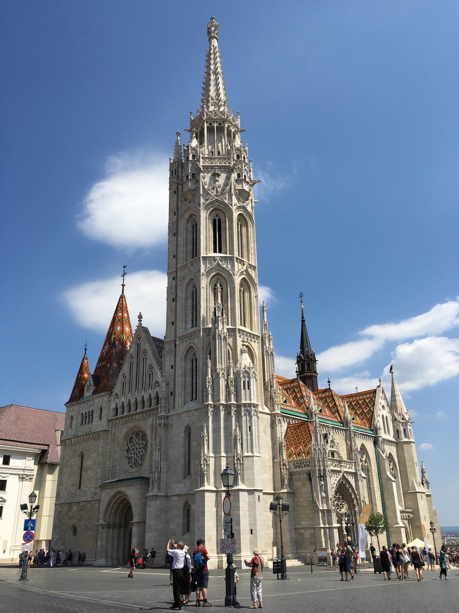 So we joined the queue for tickets at the Matthias Church (really Our Lady of Buda, but commonly named after the 15th C king who put the tower on the mostly 14th C church). The church was extensively restored in the 19th C - the interior is a bit of an Arts and Crafts fantasy.