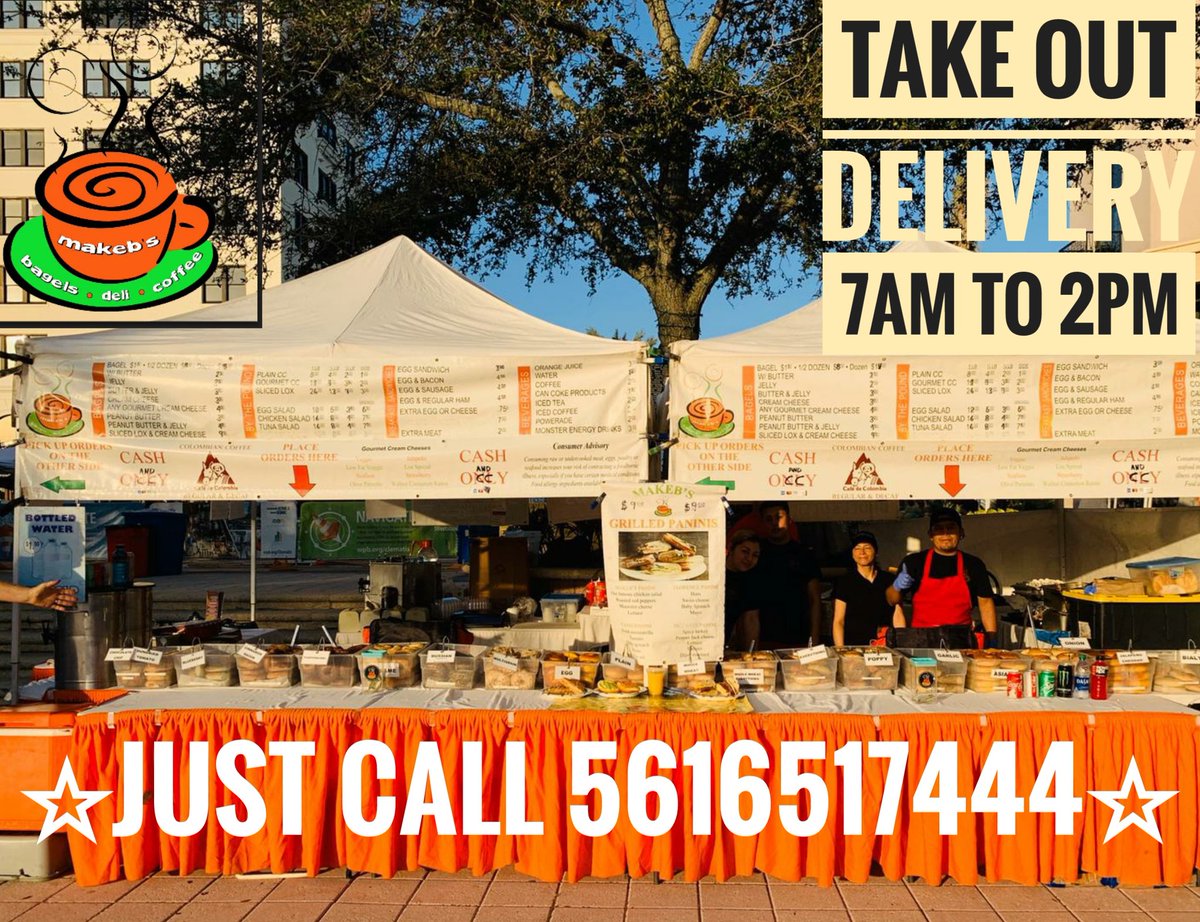 makeb_s's tweet photo. Weekend isn't the same without the @WPBGreenMarket but we still available for take out and delivery in the main delivery apps @makeb_s by your side since '03 #grubhub #makebswpb #bagel #florida #cravings #catering #ubereats #StayHome #yelpwestpalm #eat24 #BeSafe #supportlocal https://t.co/ZbzgTovPft