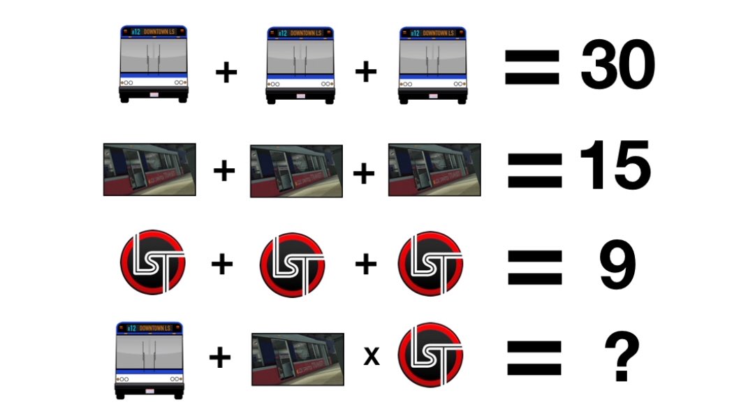 LSTLosSantos's tweet photo. Santonos, let’s take a chance and comment the answer you think is correct. Good luck! ➕✖️🚌 https://t.co/Uw9p1uEoWc