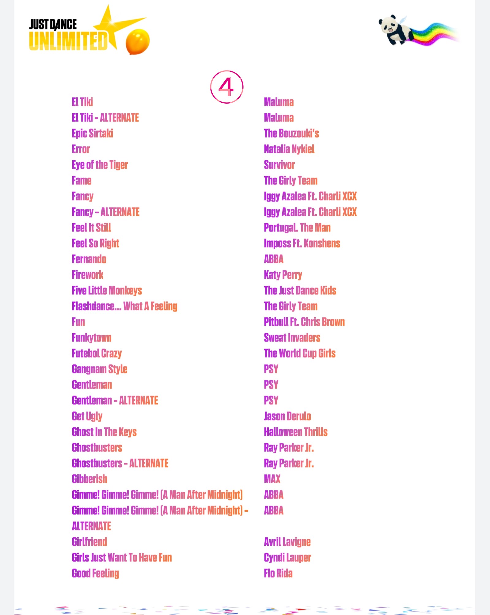 レにょア Switch ジャストダンス のジャストダンスunlimited 有料 の曲と音楽洋楽アーティストを載せとく などの数字は自分が付けたページ数字 初音ミクもあった 好きなアーティストだいたい揃ってる 邦楽日本の音楽無し そこ残念 A Gまで