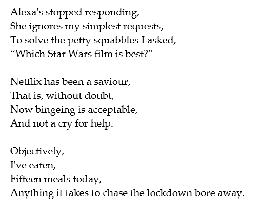Wrote a little #Lockdown poem to lift spirits - johnvallis.co.uk/blog/f/locked-…

#lockdownpoetry 

#WritingCommunity #poemoftheday #poem #blog
