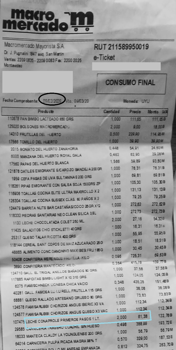 marcosberaza's tweet photo. #macromercado Plena crisis económica, cientos de miles en seguro de paro, otros tantos desempleados y algunos artículos básicos como el aceite aumentan más de un 30% en apenas un mes. #CoronavirusEnUruguay Los artículos los buscás por color. https://t.co/4cIMa6Hs3w