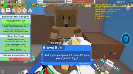 Bee Swarm Leaks On Twitter 100 Quests For A Mythic Egg By Brown Bear - roblox bee swarm simulator brown bear quests