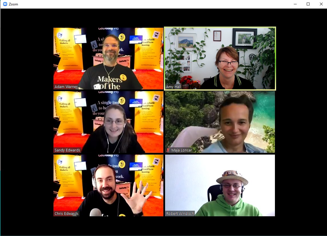 GenuineAmyHall's tweet image. Having fun in the @GoDaddy &quot;sponsor booth&quot; 
 #MakersOfTheWeb #wcscv @wpmodder @nullbytes @sunsanddesign @ChrisEdwardsCE