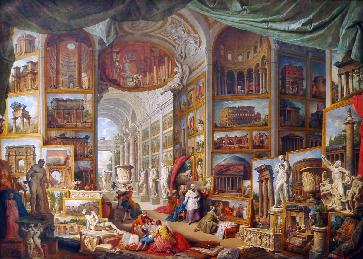 DBking85's tweet photo. Una scenografia bellissima e barocca e una collezione con pezzi meravigliosi..
Vorrei fare qui la mia #quarantena..
Galleria di vedute di Roma antica di Giovanni Paolo Pannini 
#arteinquarantena #arte #DBArt #cultura #art https://t.co/VxKkAgL3cL