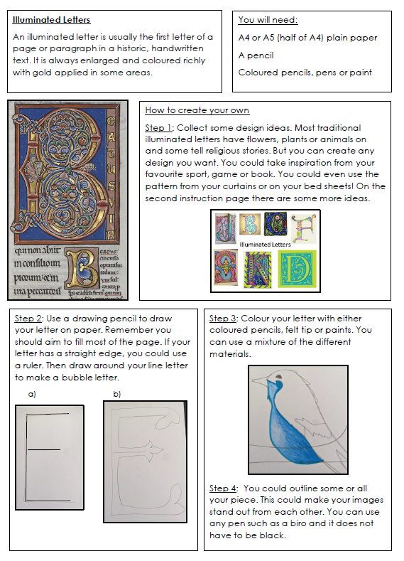 Teaching_MrsE's tweet image. Teachers, I'm setting some art activities each week for a 'virtual' art club. This week is about illuminated letters. Here it is. DM me if you want the PDF or Word doc.
@PrimaryRocks1 #art #TeacherSquad @NSEAD1