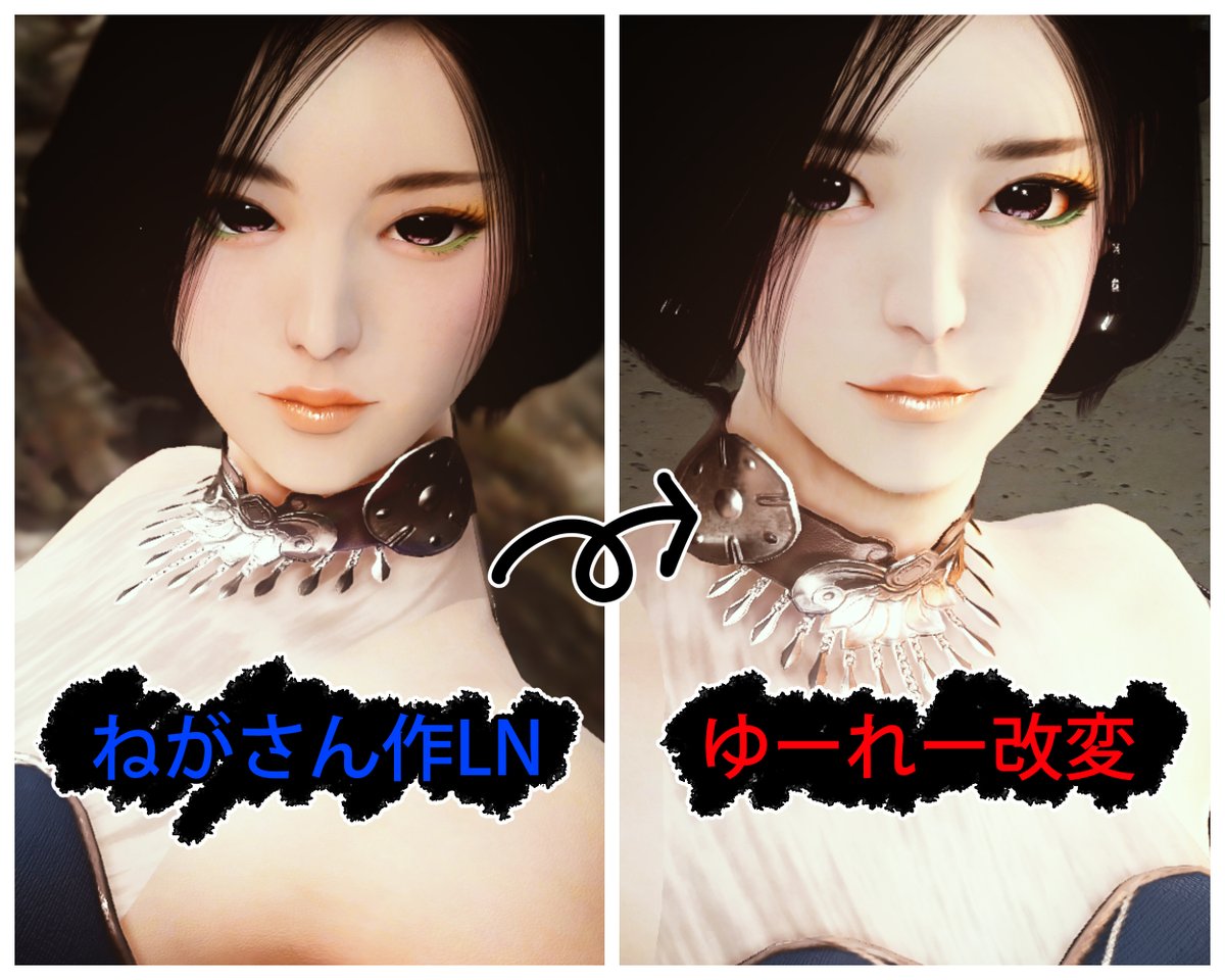 ゆーれーていかー 黒い砂漠 ねがさんとlnのキャラデータを交換し メイク色変更や髪型変更無しなどの縛りを設けた上でお互いの好みに改変する遊びをしました 改変後のデータを見せ合った時お互い 誰やお前ｗｗｗｗ になってめっちゃ面白かった 黒い