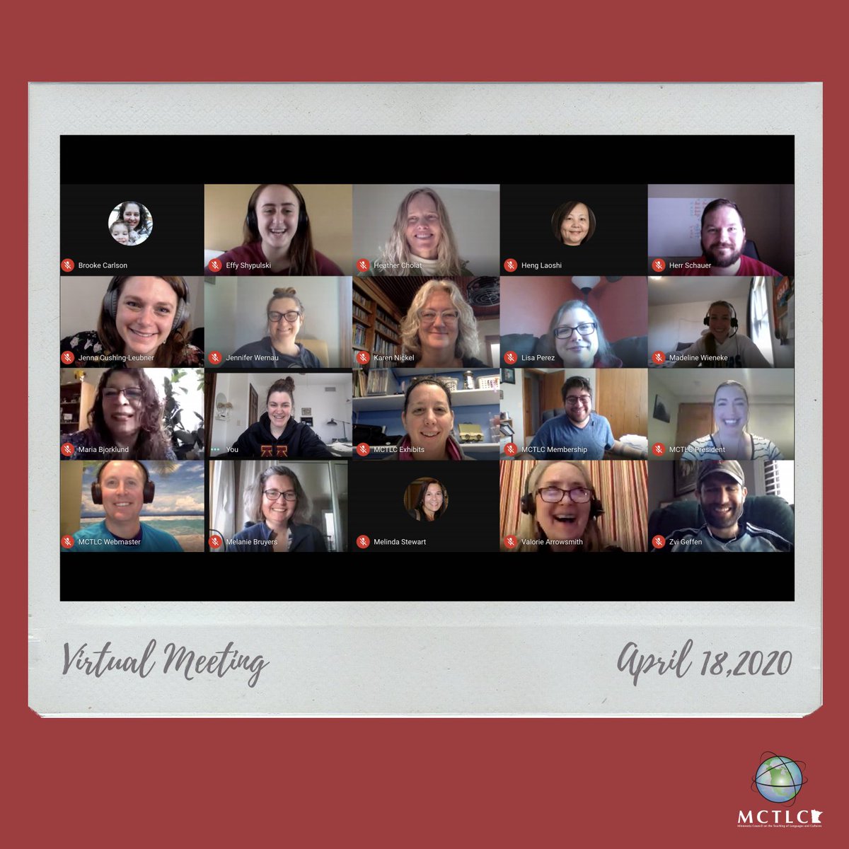 mctlc's tweet photo. Not our typical April board meeting, but we are grateful to have the opportunity to meet and plan for a great 2020 Conference (whether in person or virtual).
#mctlc20 #langchat #leadwithlanguages #professionaldevelopment https://t.co/9ismZ2dtBd