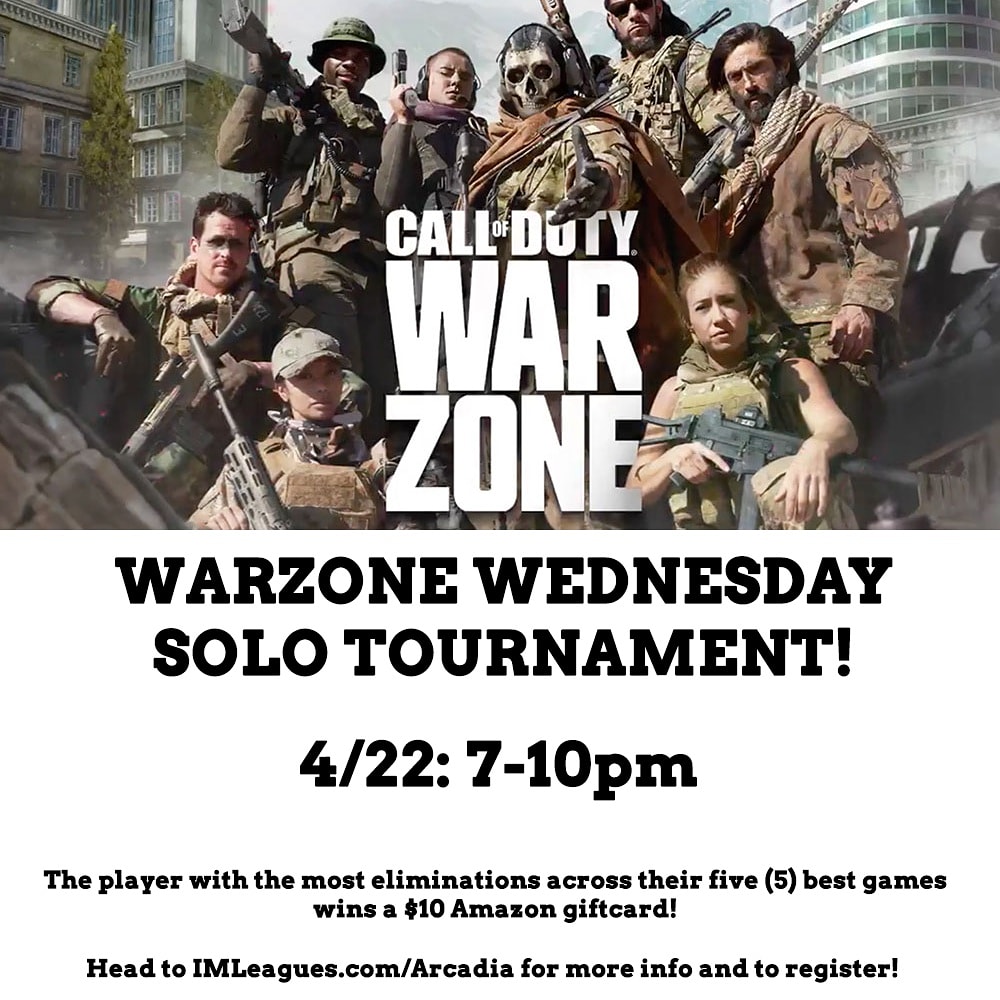 You wanted it so here it is! Next Wednesday we'll be holding a Warzone Wednesday Tournament! The player with the most eliminations in their 5 best games will win a $10 Amazon gift card! Head to the link in our bio now for more info and to register! #GoForGold #ArcadiaStrong