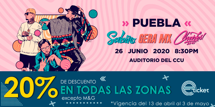 eticket's tweet photo. Vive una gran noche de rap y hip hop junto a @GERAMX444 @elsabinox y @OficialAns el 26 de junio en #Puebla adquiriendo tus boletos con un 20% de descuento en #AbrilContigo 🔥🔥
Dale clic aquí 👉 https://t.co/tYIBLd4rga https://t.co/dye9Y8nmAr