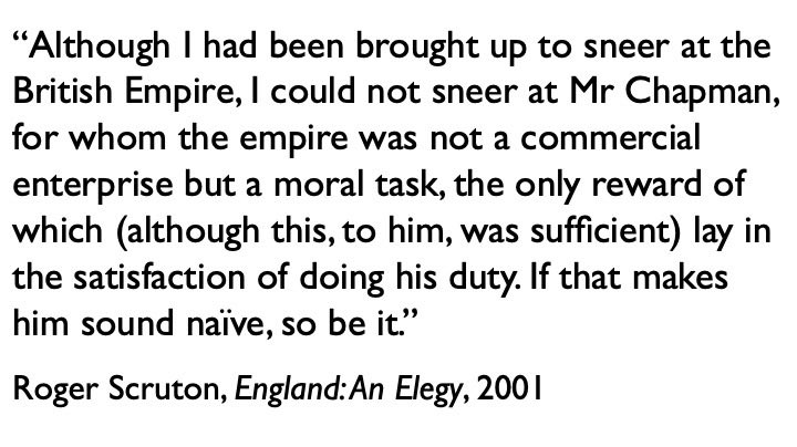 He was also a defender of the British Empire... Here  he remembers a teacher at school, who had been a colonial official in Nigeria. Scruton died only in February 2020, a reminder that people of our own era still have a personal connection to the Empire.  #history  #BritishEmpire