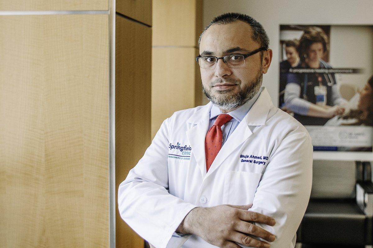 SpfldClinic's tweet photo. As a surgical oncologist at Springfield Clinic, Shuja Ahmed, MD, describes his ability to treat and prolong the lives of his patients in one word: gratifying. #SpringfieldClinic #SpfldClinic #ACommunityofCaring #MeetTheDoc #MeetTheTeam #Surgeon https://t.co/yIsOiWTJnF