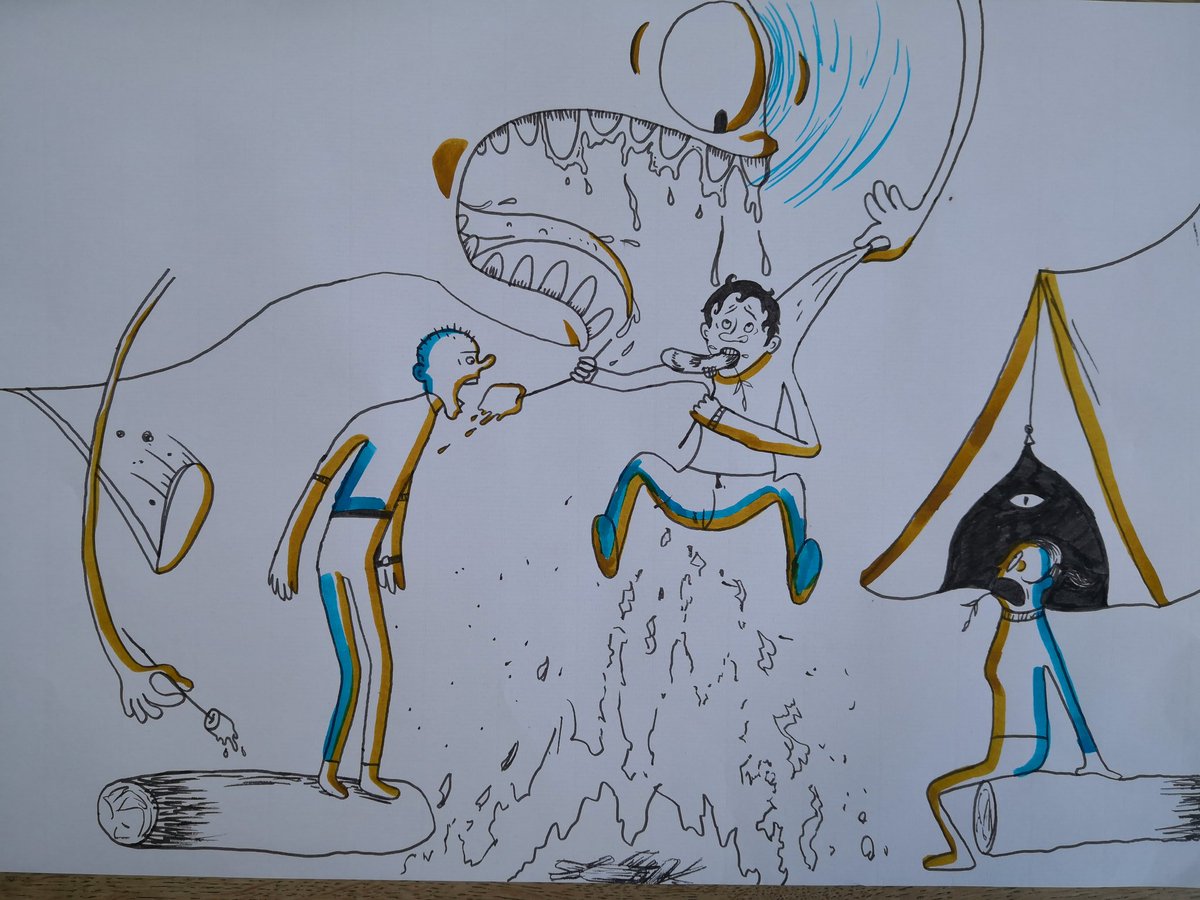 #noelsartclub <a href="/noelfielding11/">noel fielding</a> "Camping nightmare" by Johann, aged 10.