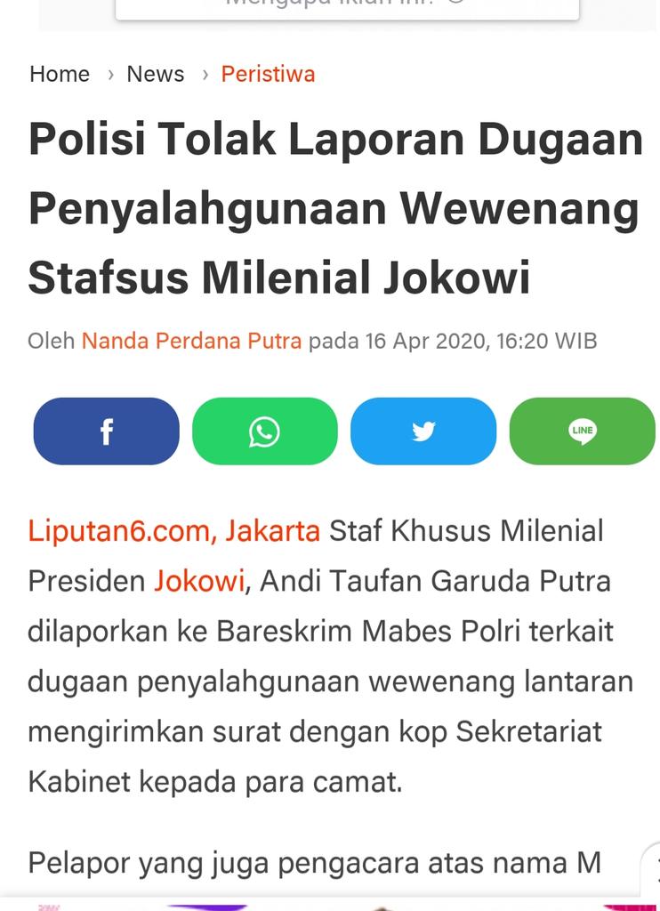 AdhieMassardi's tweet photo. WHY DITOLAK? 》 jika konsisten jaga kehormatan Presiden shrsnya laporan M Sholeh (lawyer) diterima. Aduan jelas. Stafsus Presiden tak punya otoritas gunakan kop surat SetKab. Jadi kalau bukan palsu ya curian. Kriminal murni.
Jika kop surat Presiden baru kasus salahgunakan jbtan. https://t.co/RJKU7DbApz