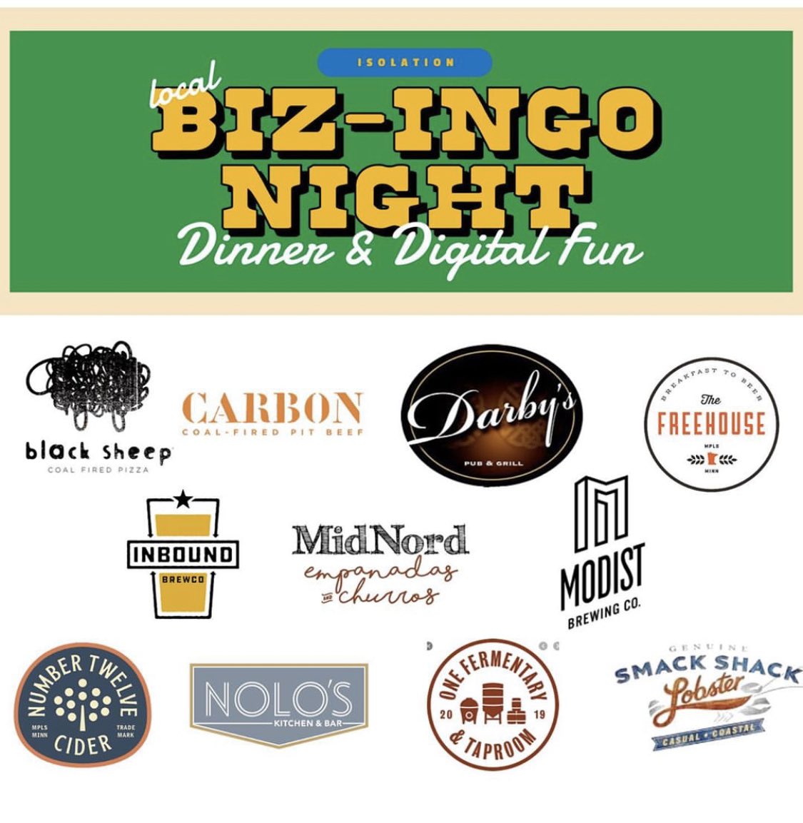 Also it’s @IsoBIZingo night! Request your card with your takeout order!