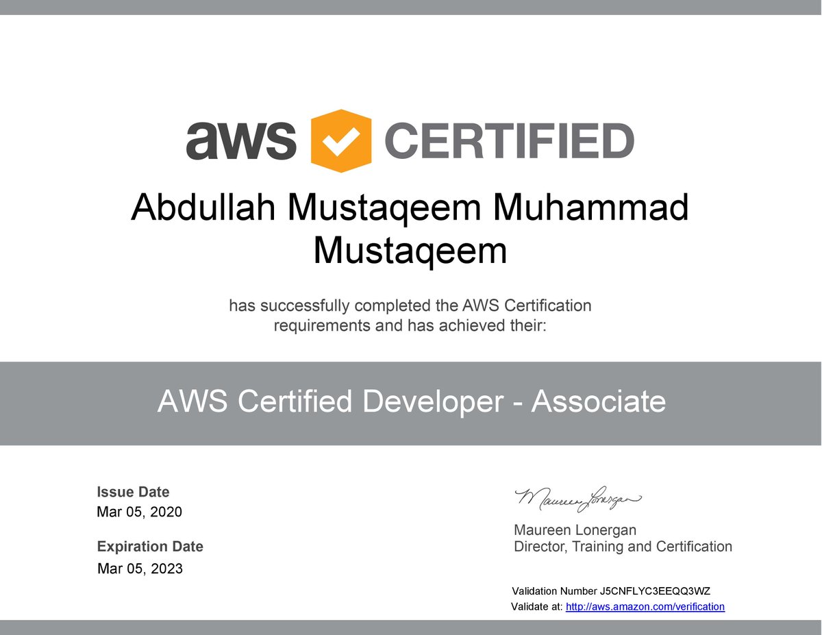 I have passed 'AWS Certified Developer - Associate' exam, Alhamdulillah!

#aws #AWSCertified #awscertifications #aws