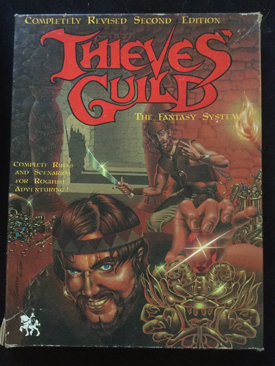Today’s game is the Thieves’ Guild RPG from Gamelords, Ltd, released in 1984. It was basically, “Hey, how’d you like to play D&D but everyone is a thief?” I was always amused you could play a centaur. Clip clop, so much stealth!  #CuratedQuarantine