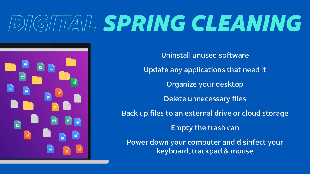 Just like your home, junk tends to pile up over time the more you use your computer. Boost its overall performance this weekend and safeguard your data by following this digital #SpringCleaning checklist.