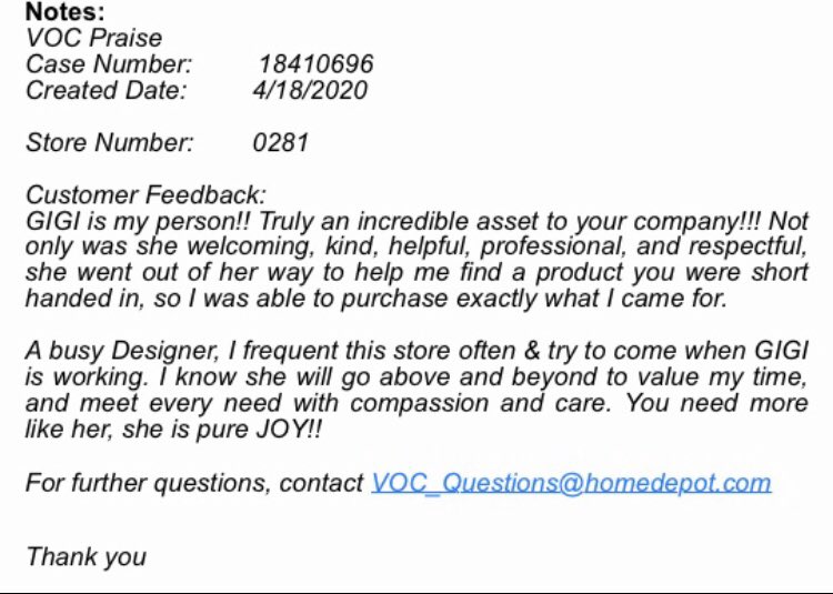 rhw787's tweet photo. I wanted to take a moment and congratulate Gigi from the service desk at 281 Spring Hill. Gigi received an awesome praise form one of our customers and it made my day. The customer is right; Gigi is a joy, and we are so lucky to have her on our ream! ❤️ https://t.co/43tmSgzcfV