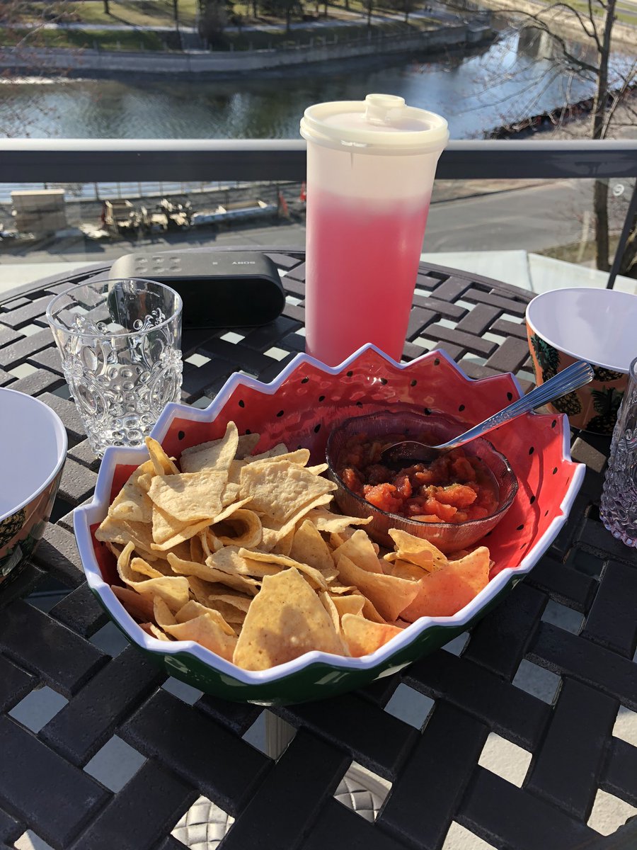 brian_woodland's tweet photo. On the roof deck with nachos. And the Captivity-tini. Essentially a cocktail of what is in the house. Tequila I bought months ago for #PRGoddess Leftover frozen cranberry punch from Christmas. Orange bitters. Ice. Delicious! https://t.co/Sp7hbjwmOV
