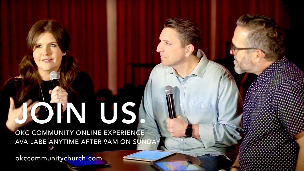 We’d love for you to join us this Sunday! Our experience is available anytime after 9am. This week Tim, Leslie, and Scot team up to share an encouraging message. Also a brand new worship song written by Stephen Thorne. Its going to be great! 

okccommunitychurch.com