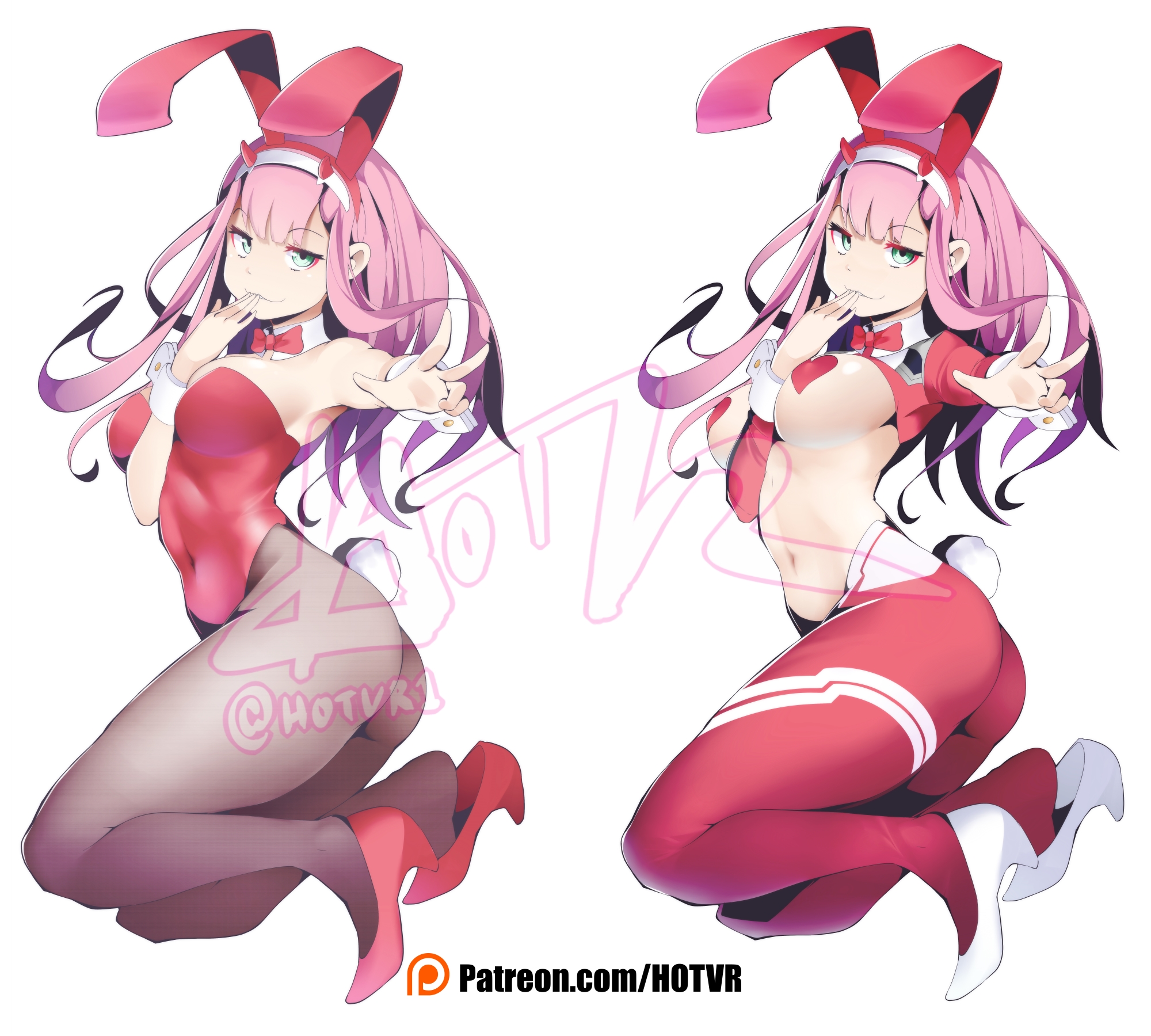 “Zero two bunny suit + reverse bunny suit Done by commission. 